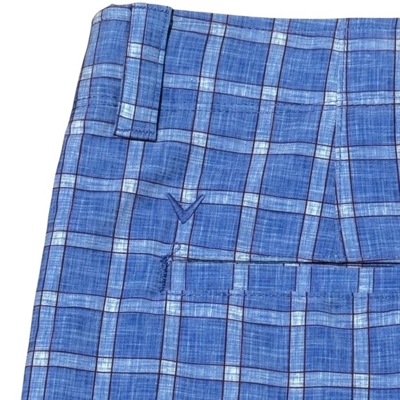 Men’s Callaway Blue Plaid Checkered Golf Shorts Size 32 Pockets - Picture 4 of 7
